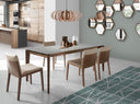 Hexagonal walnut wall mirror