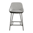 Stool in grey fabric and black leatherette