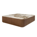 Mesa centro cuadrada mármol porcelánico y nogal - Mesa de centro - El Workshop - 120x120x28cm