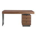 Walnut and darkened polished steel desk