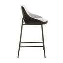 Stool in grey fabric and black leatherette