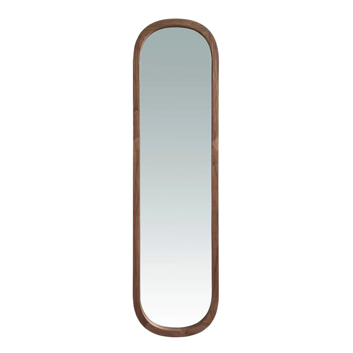 Oval walnut wall mirror