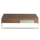 Mesa centro rectangular nogal y acero cromado