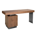 Walnut and darkened polished steel desk