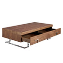 Mesa centro rectangular nogal y acero cromado