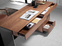 Walnut and darkened polished steel desk