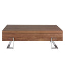 Mesa centro rectangular nogal y acero cromado
