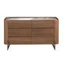 Cómoda nogal, acero visón metal y tapa de mármol porcelánico