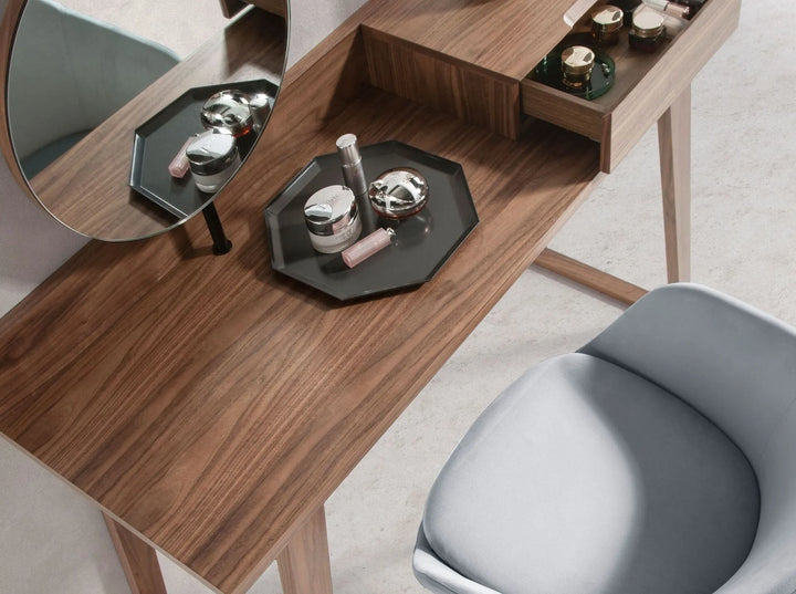 Walnut dressing table with mirror