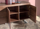 Walnut and chrome steel sideboard