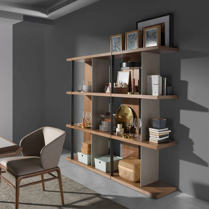 Estanteria nogal y madera gris - Estantería - El Workshop - nogal - natural