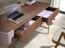 Walnut, beige and polished gold steel desk