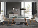 Hexagonal walnut wall mirror