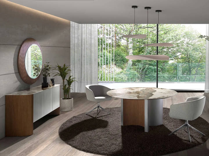 Espejo pared redondo nogal - Espejo - El Workshop - Ø110x3cm