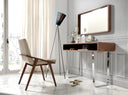 espejo rectangular horizontal con marco de madera nogal y esquinas redondeadas

