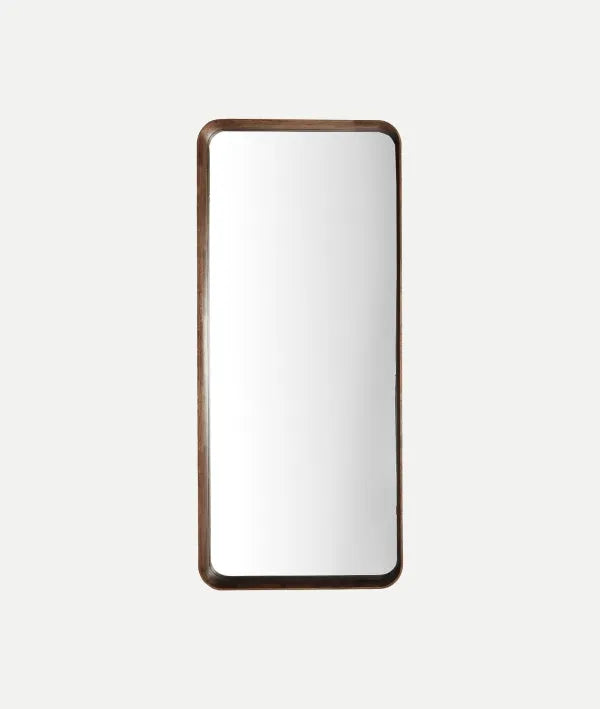 LUBECA RECTANGULAR MIRROR WITH ROUNDED WOODEN END