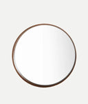 LUBECA ROUND MIRROR BROWN RUBBER WOOD