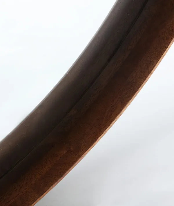 LUBECA ROUND MIRROR BROWN RUBBER WOOD