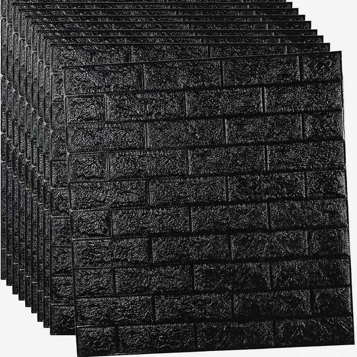 10 Paneles Autoadhesivos Negros 77x70 cm