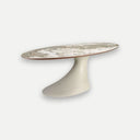 Mesa comedor ovalada mármol porcelánico y fibra de vidrio epoxi arena - Mesa de comedor - El Workshop-Ø220 x 110 x 75 Cm