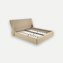 Cama terciopelo color marrón y polipiel color crema - Cama - El Workshop-222 x 229 x 108 Cm