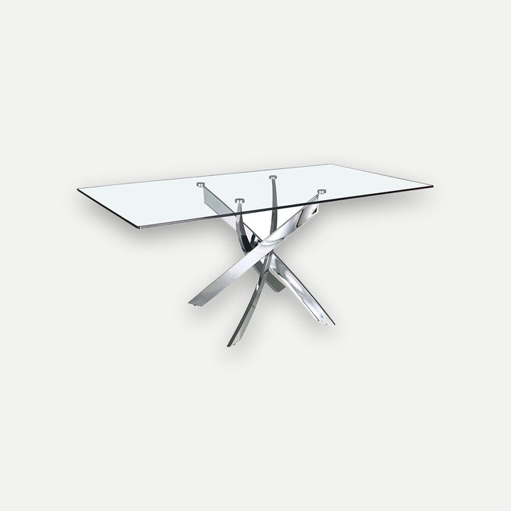 Mesa comedor rectangular cristal templado y acero cromado - Mesa de comedor - El Workshop-130 x 95 x 75 Cm