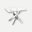 Mesa comedor cuadrado cristal templado y acero cromado - Mesa de comedor - El Workshop-130 x 130 x 75 Cm