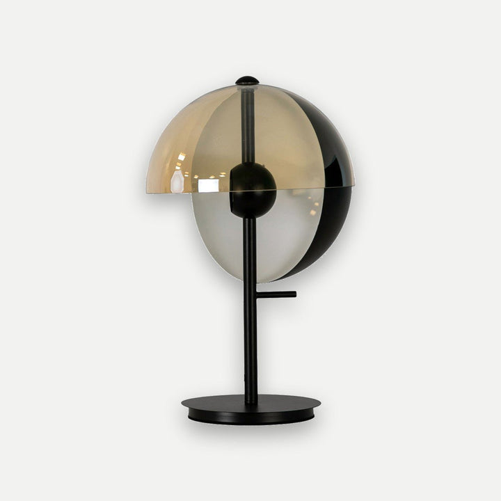 Lámpara sobremesa cristal fumé ámbar y acero negro y blanco con base de acero negro - Lámpara - El Workshop-Ø30 x 48 Cm