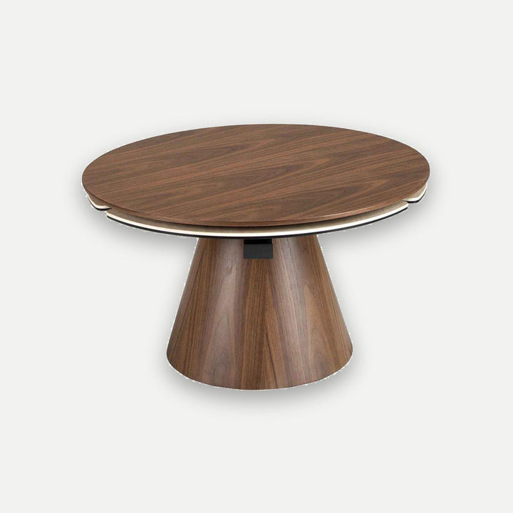 Mesa centro extensible redonda nogal y mármol porcelánico - Mesa de centro - El Workshop-Ø80 x 43 Cm