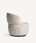 Poltrona giratória VAYRES estofada em bouclé branco, estilo minimalista