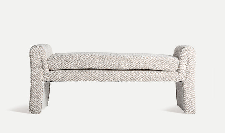 IZEGEM bench upholstered in white bouclé