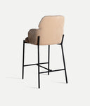Tabouret CRESSE tapissé en polyester marron clair et pieds noirs