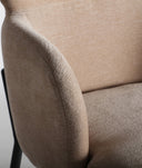 Tabouret CRESSE tapissé en polyester marron clair et pieds noirs