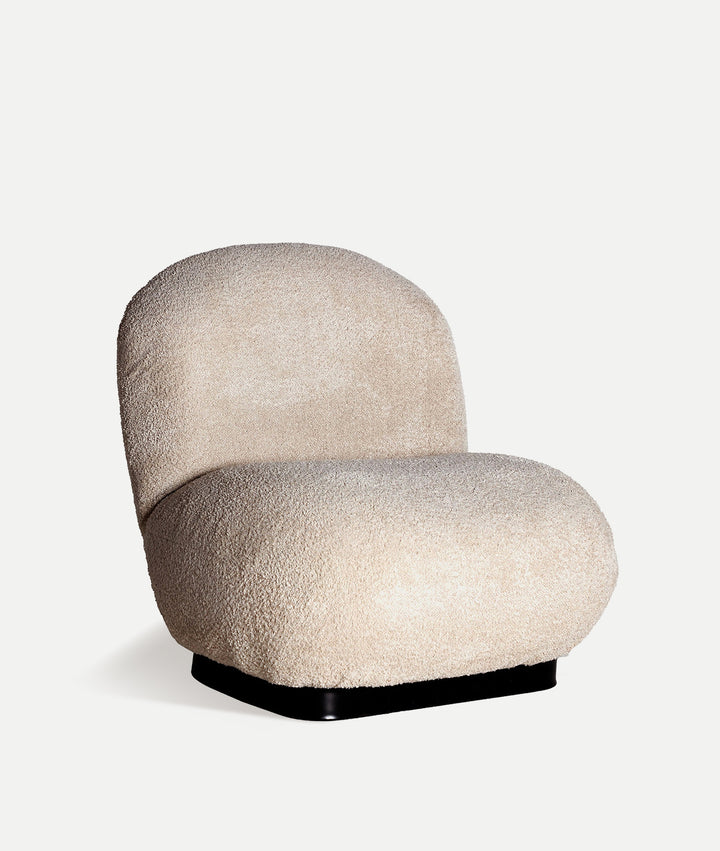 Armchair BOUCLÉ LENAX in soft beige-tone bouclé cotton