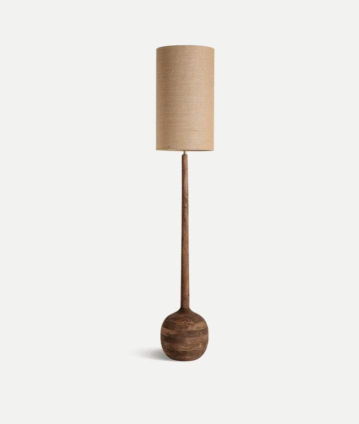 GLOGOW brown floor lamp in mango wood and jute