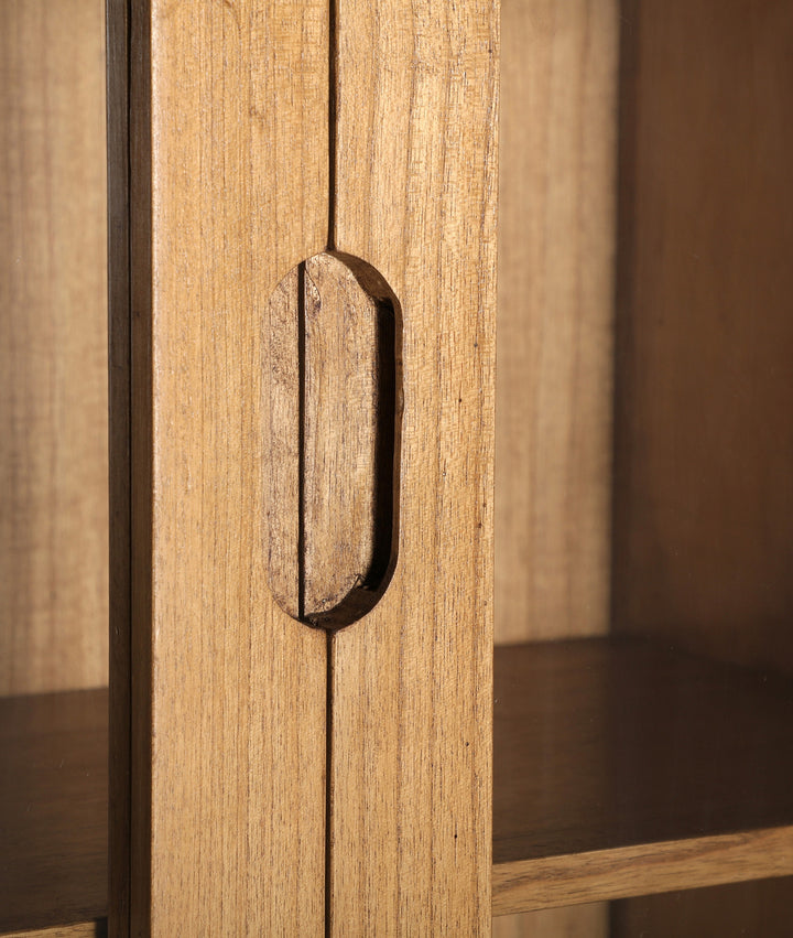 KAMENZ brown cabinet in mindi wood with glass doors