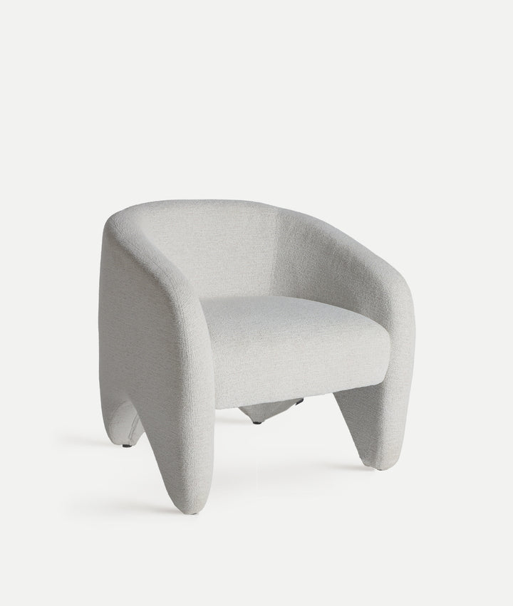 Armchair STADEN made of polyester with smooth finish in off-white color