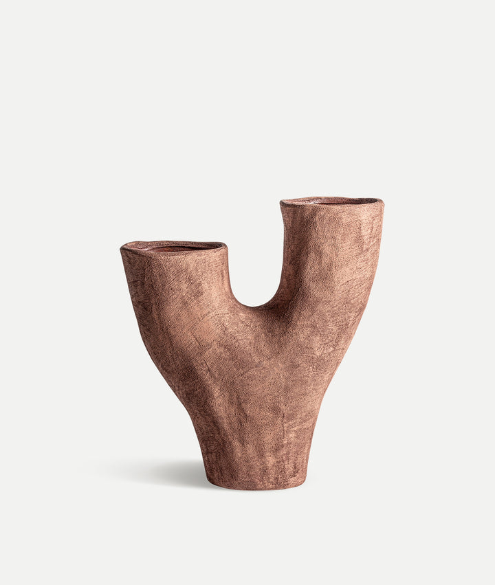 MEZIN vase in brown ceramic with a natural finish