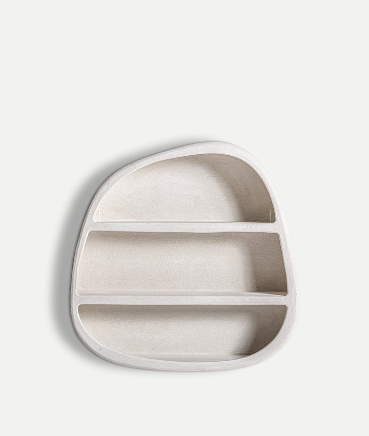 ARNSBERG Bookcase – Organic Shape in Broken White Wood