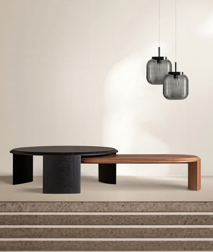 LYRA ceiling lamp translucent grey glass with linear texture, modern and sober