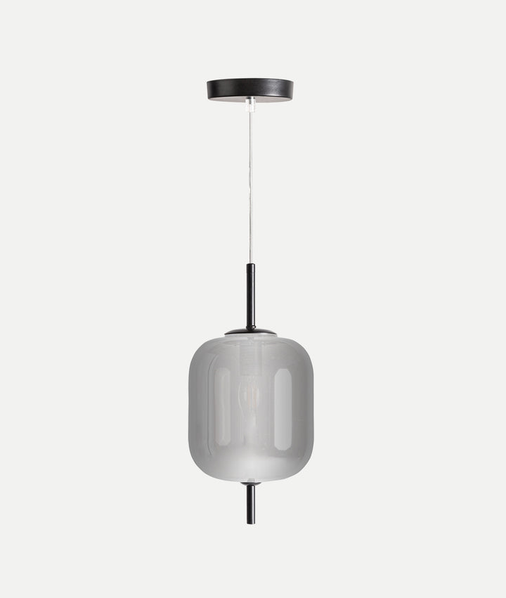 ZURI ceiling lamp silver in translucent black glass with metallic details