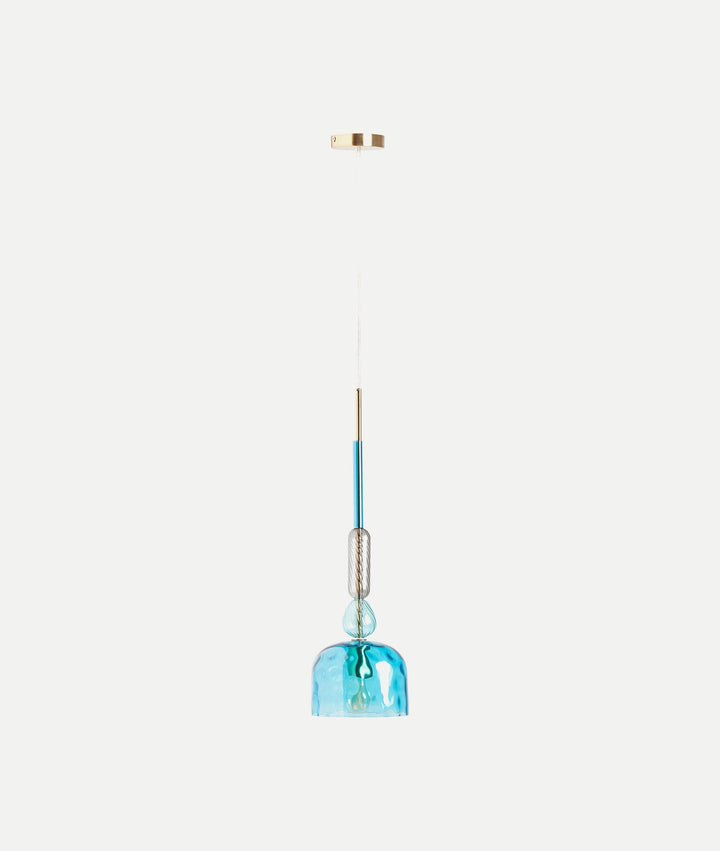 MICAH ceiling lamp in blue glass: Art Deco elegance with contemporary style