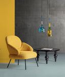 Candeeiro de teto MICAH de vidro azul: elegância art déco com estilo contemporâneo