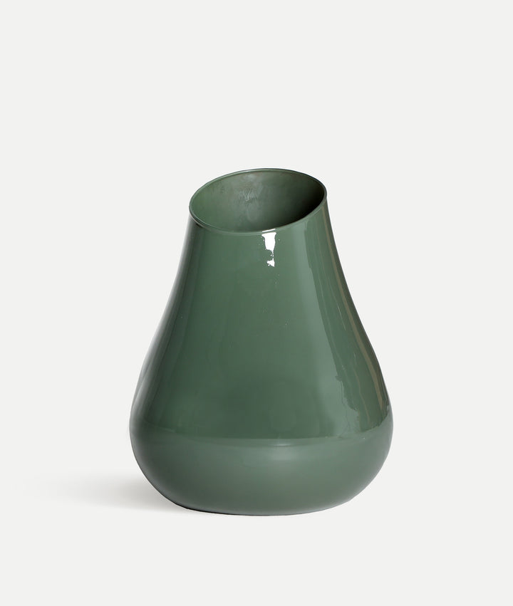 Vase ESPERANZA élaboré en verre avec un profond ton vert