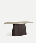 Table de salle à manger VERONA en bois foncé et marbre synthétique