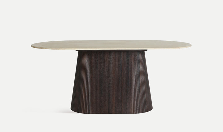 Table de salle à manger VERONA en bois foncé et marbre synthétique