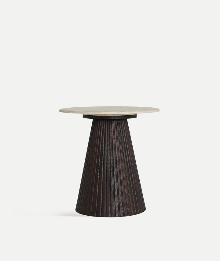 Table d'appoint VERONA en bois et marbre synthétique, idéale pour les espaces contemporains