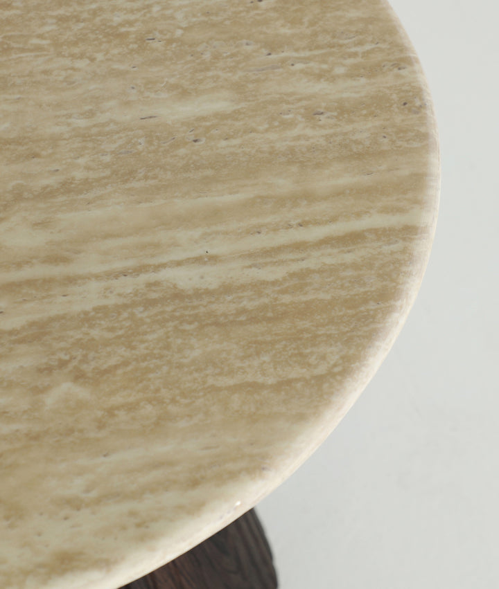 Table d'appoint VERONA en bois et marbre synthétique, idéale pour les espaces contemporains
