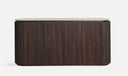 Buffet VERONA en bois foncé et marbre synthétique, lignes épurées et texture cannelée