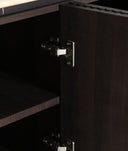 Buffet VERONA en bois foncé et marbre synthétique, lignes épurées et texture cannelée